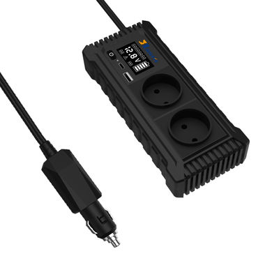 200W ポータブル 12V から 110V 220V 純正弦波 車用電源インバーター